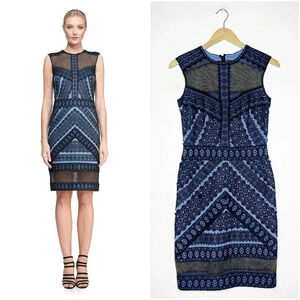 Tadashi Shoji NALANI DRESS Sleeveless Black Blue Size 4
